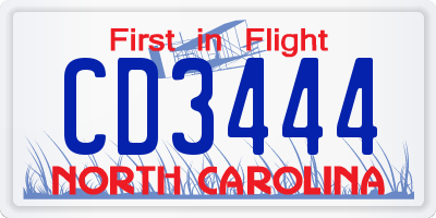 NC license plate CD3444