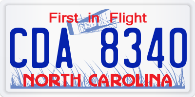 NC license plate CDA8340