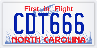 NC license plate CDT666