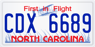 NC license plate CDX6689