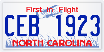 NC license plate CEB1923