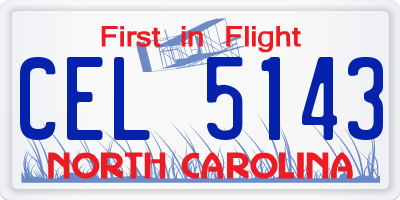 NC license plate CEL5143