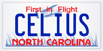 NC license plate CELIUS