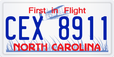 NC license plate CEX8911