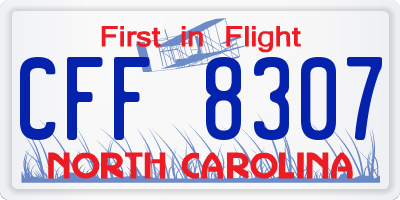 NC license plate CFF8307