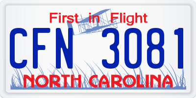 NC license plate CFN3081