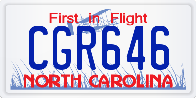 NC license plate CGR646