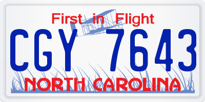 NC license plate CGY7643