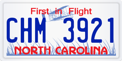 NC license plate CHM3921