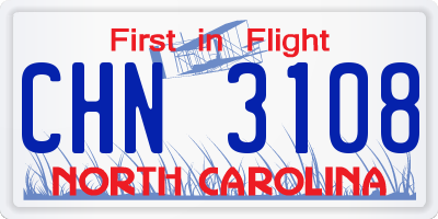 NC license plate CHN3108