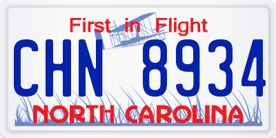 NC license plate CHN8934