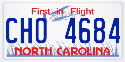 NC license plate CHO4684
