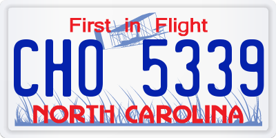 NC license plate CHO5339