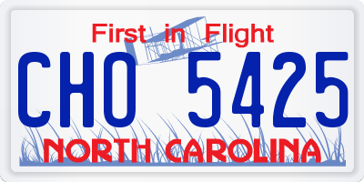 NC license plate CHO5425