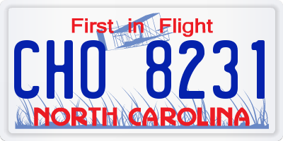 NC license plate CHO8231