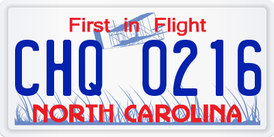 NC license plate CHQ0216