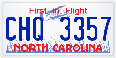NC license plate CHQ3357