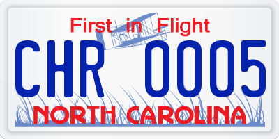NC license plate CHR0005