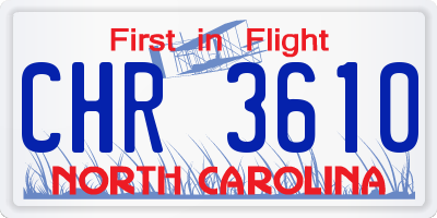 NC license plate CHR3610