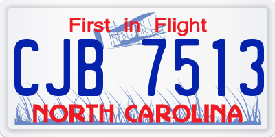 NC license plate CJB7513