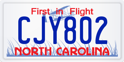 NC license plate CJY802