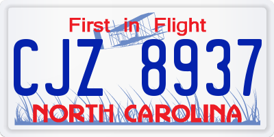 NC license plate CJZ8937