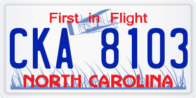 NC license plate CKA8103