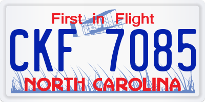 NC license plate CKF7085