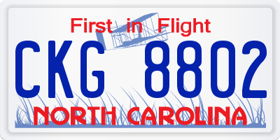 NC license plate CKG8802