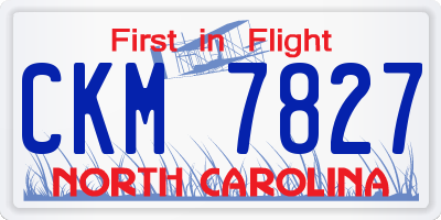 NC license plate CKM7827