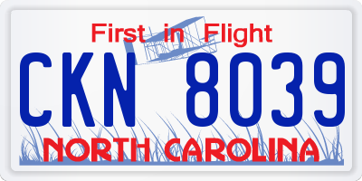 NC license plate CKN8039