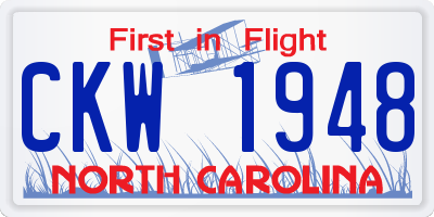 NC license plate CKW1948