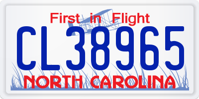 NC license plate CL38965