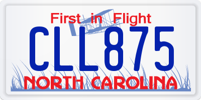 NC license plate CLL875