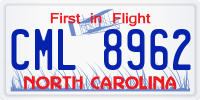 NC license plate CML8962