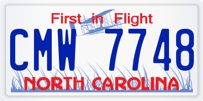 NC license plate CMW7748