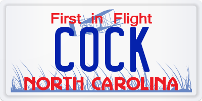 NC license plate COCK