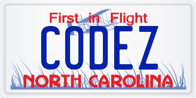 NC license plate CODEZ