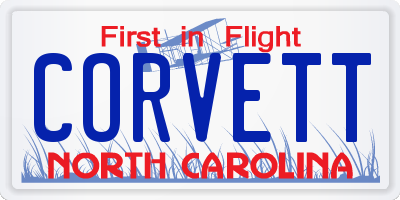 NC license plate CORVETT