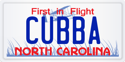 NC license plate CUBBA