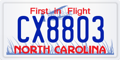 NC license plate CX8803