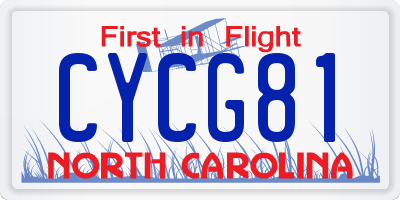 NC license plate CYCG81