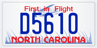 NC license plate D5610