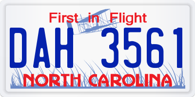 NC license plate DAH3561