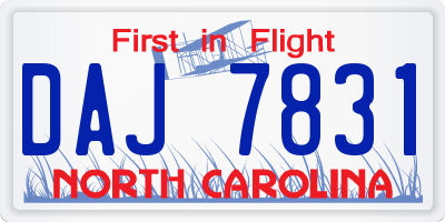 NC license plate DAJ7831