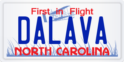 NC license plate DALAVA