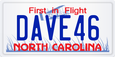 NC license plate DAVE46