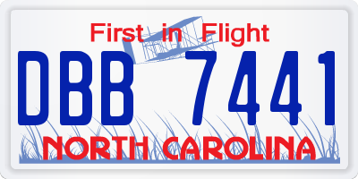 NC license plate DBB7441