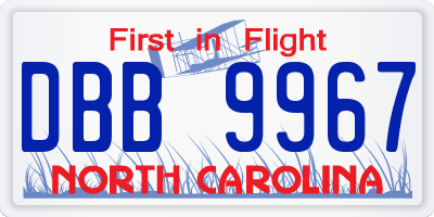 NC license plate DBB9967