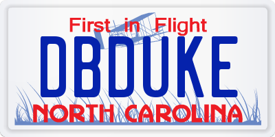 NC license plate DBDUKE